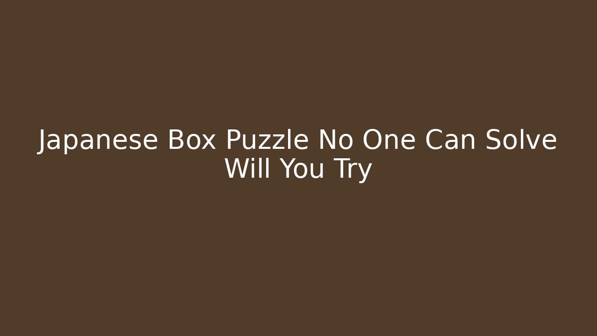 Japanese Box Puzzle No One Can Solve Will You Try