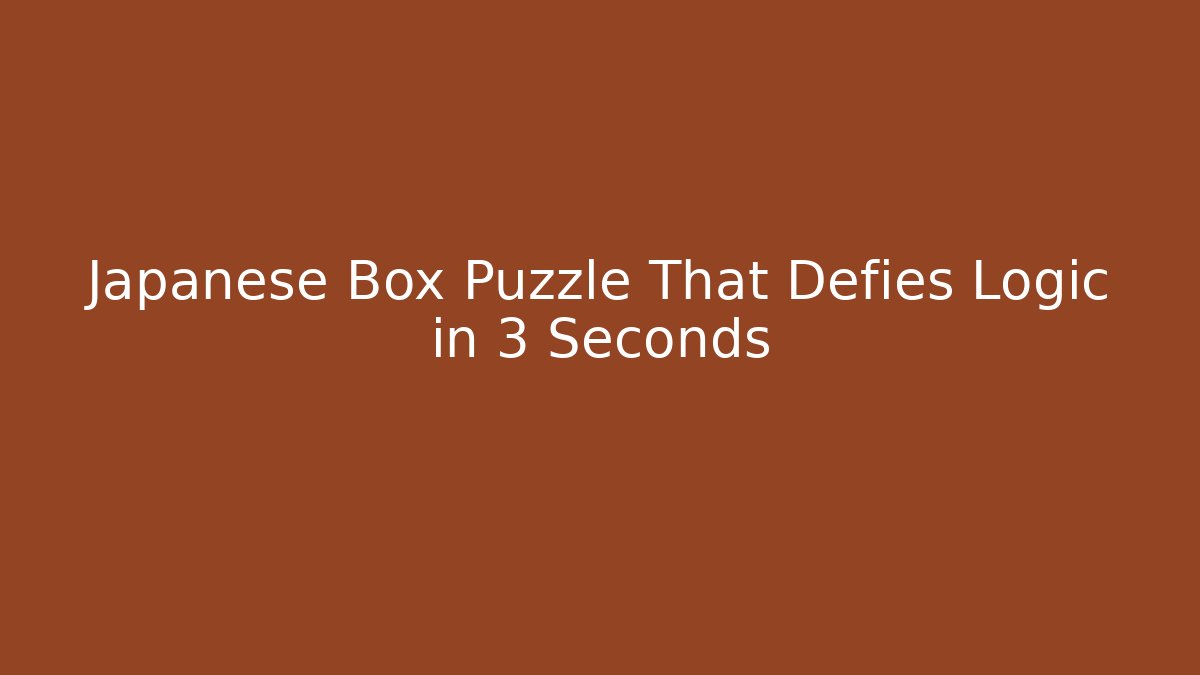 Japanese Box Puzzle That Defies Logic in 3 Seconds