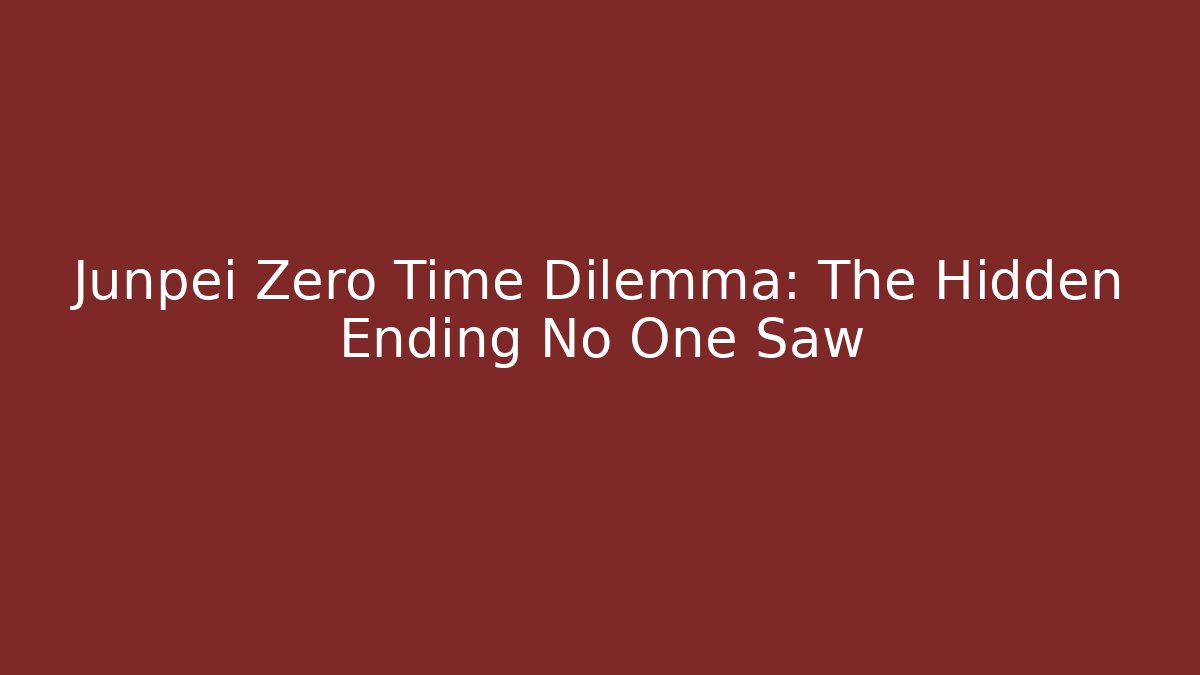 Junpei Zero Time Dilemma: The Hidden Ending No One Saw