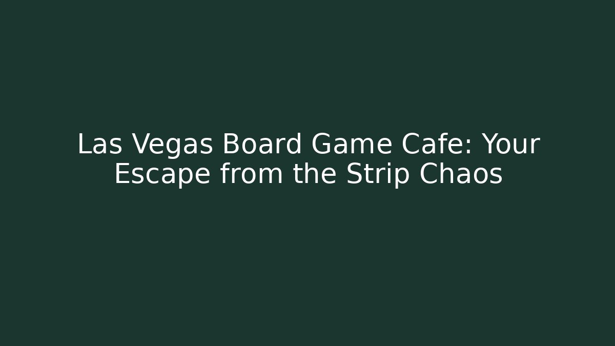 Las Vegas Board Game Cafe: Your Escape from the Strip Chaos