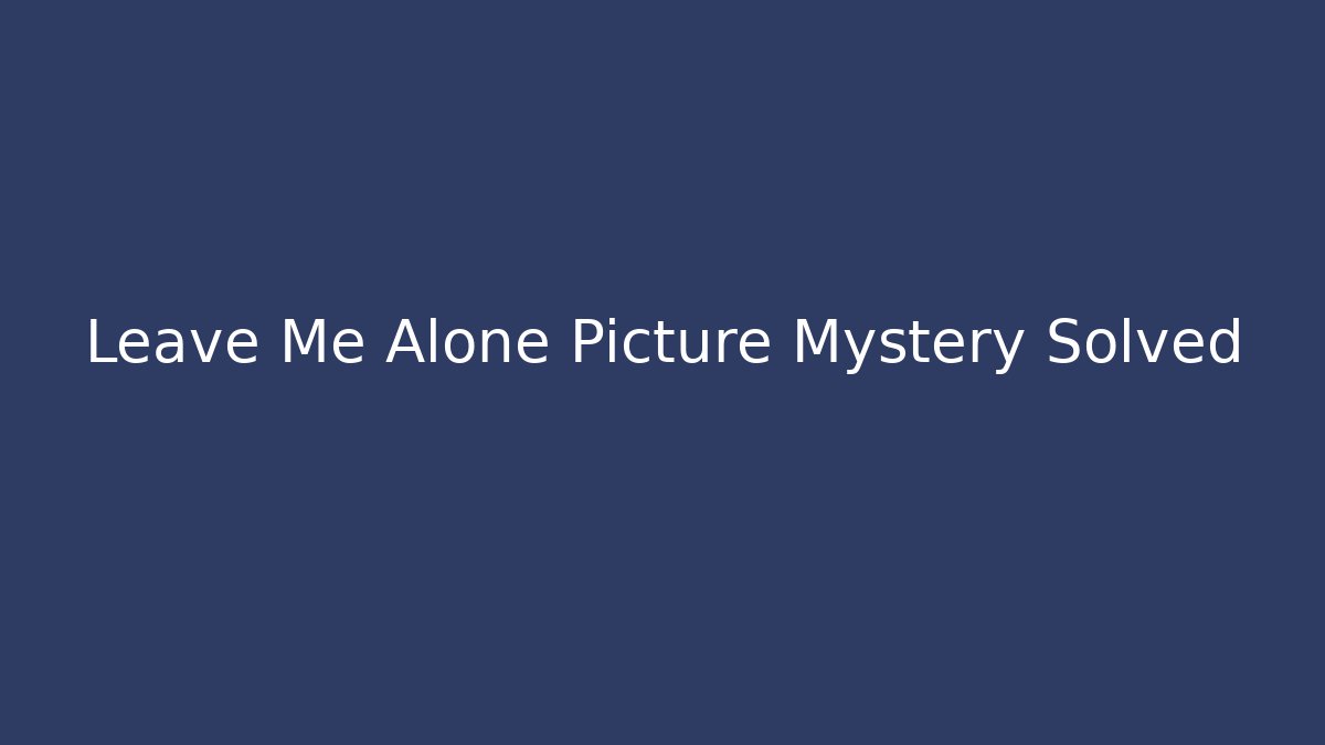 Leave Me Alone Picture Mystery Solved