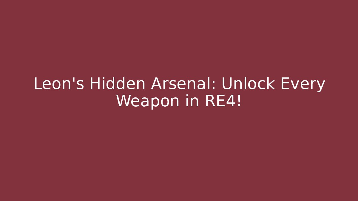 Leon's Hidden Arsenal: Unlock Every Weapon in RE4!
