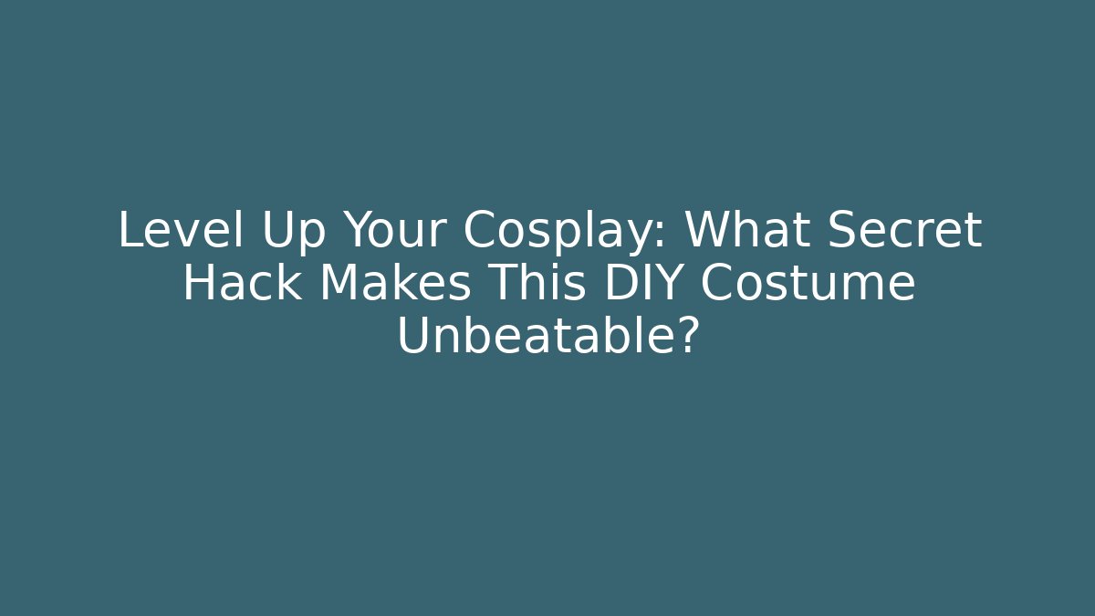 Level Up Your Cosplay: What Secret Hack Makes This DIY Costume Unbeatable?