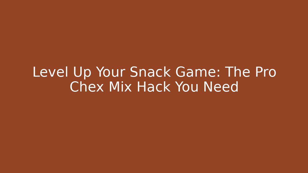 Level Up Your Snack Game: The Pro Chex Mix Hack You Need - Felix Cat Insurance