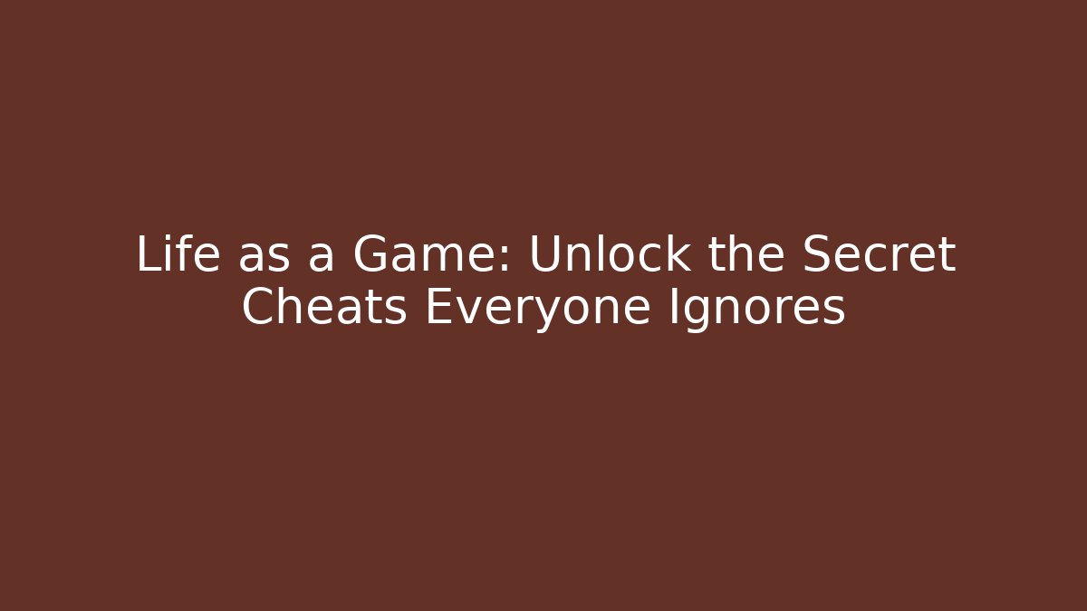 Life as a Game: Unlock the Secret Cheats Everyone Ignores