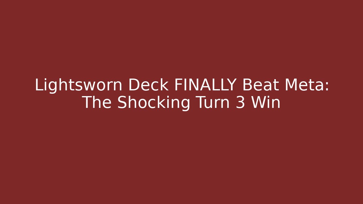 Lightsworn Deck FINALLY Beat Meta: The Shocking Turn 3 Win