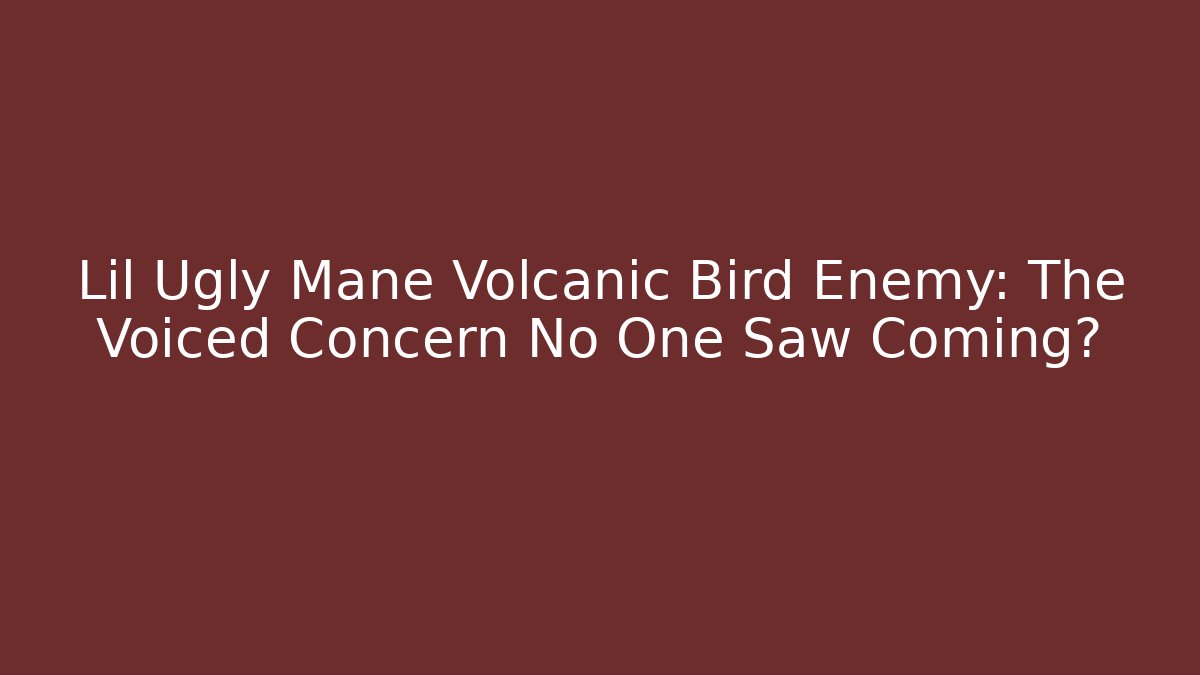 Lil Ugly Mane Volcanic Bird Enemy: The Voiced Concern No One Saw Coming?