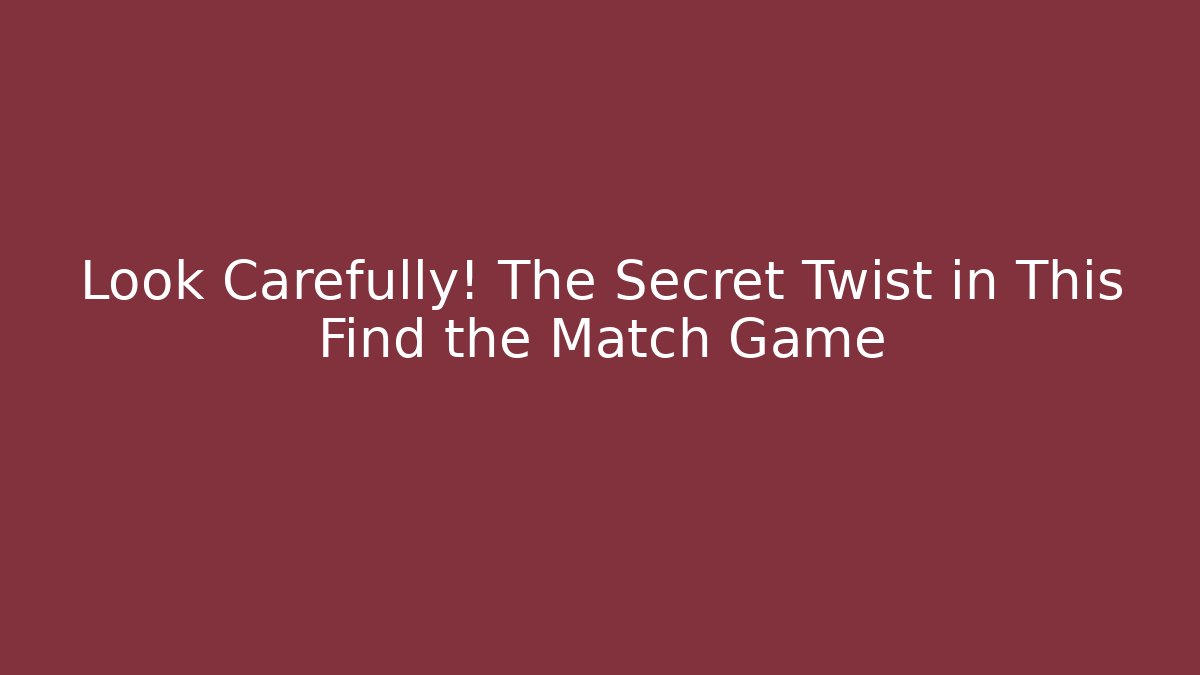 Look Carefully! The Secret Twist in This Find the Match Game