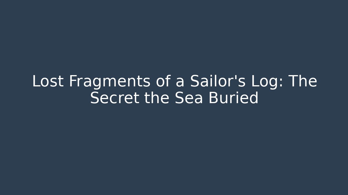 Lost Fragments of a Sailor's Log: The Secret the Sea Buried