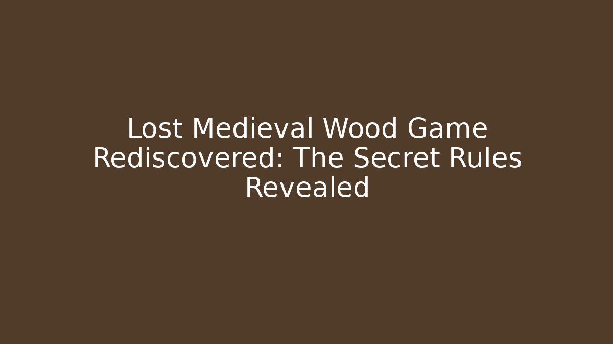 Lost Medieval Wood Game Rediscovered: The Secret Rules Revealed