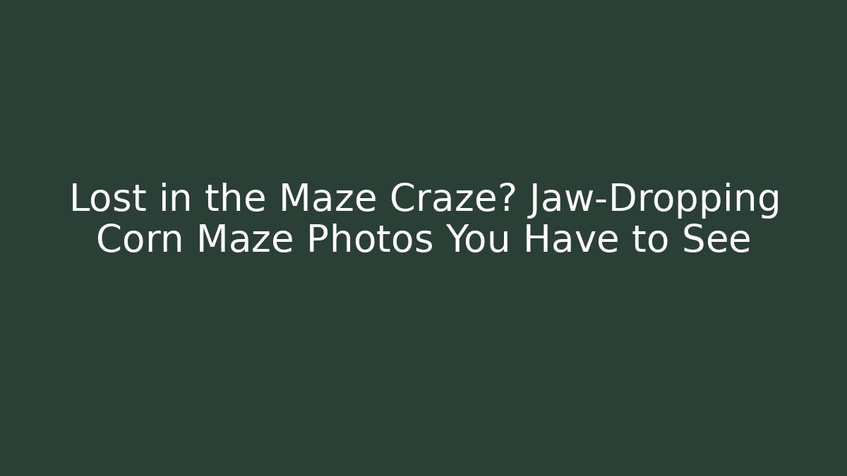 Lost in the Maze Craze? Jaw-Dropping Corn Maze Photos You Have to See