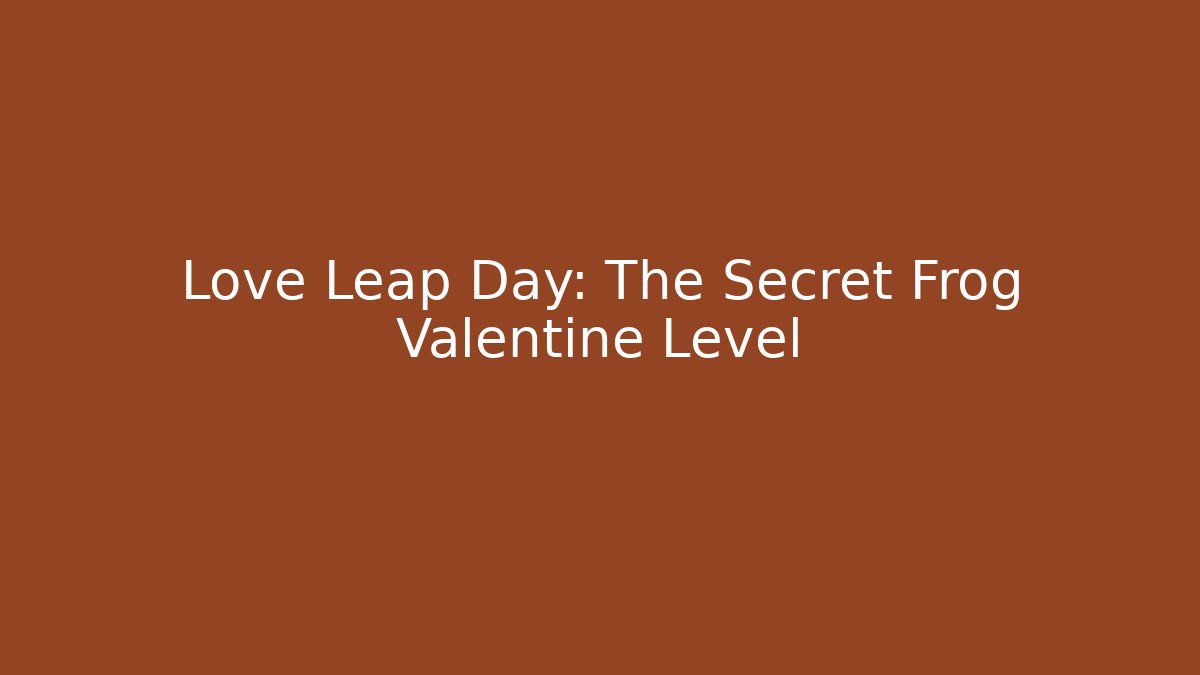 Love Leap Day: The Secret Frog Valentine Level