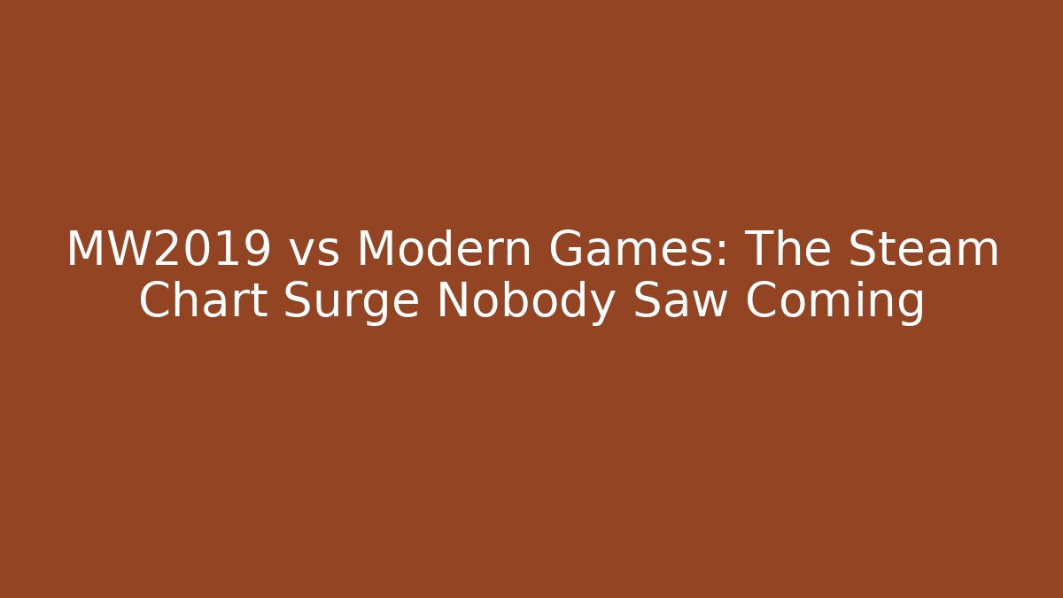 MW2019 vs Modern Games: The Steam Chart Surge Nobody Saw Coming
