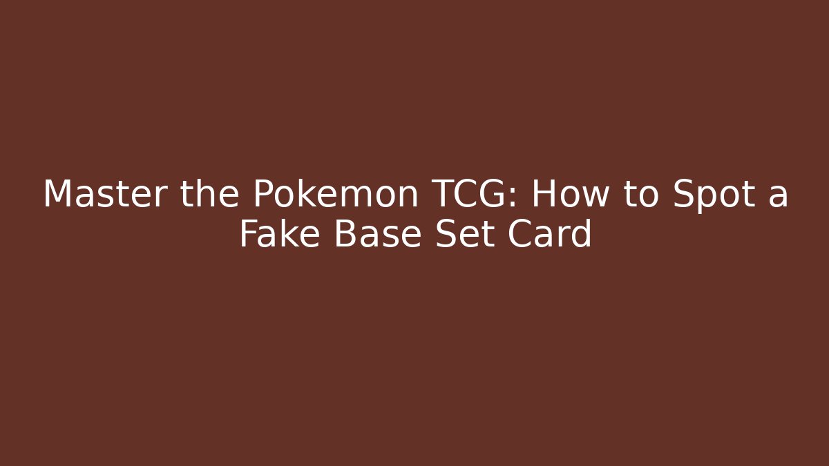Master the Pokémon TCG: How to Spot a Fake Base Set Card
