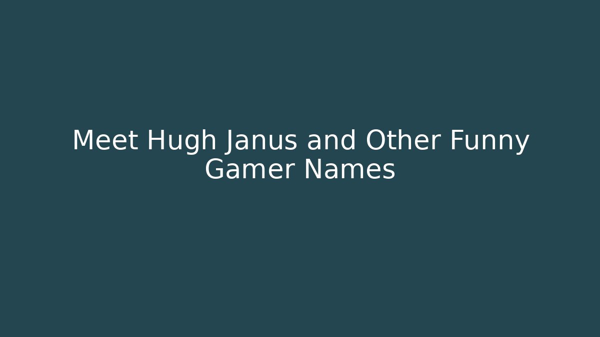Meet Hugh Janus and Other Funny Gamer Names