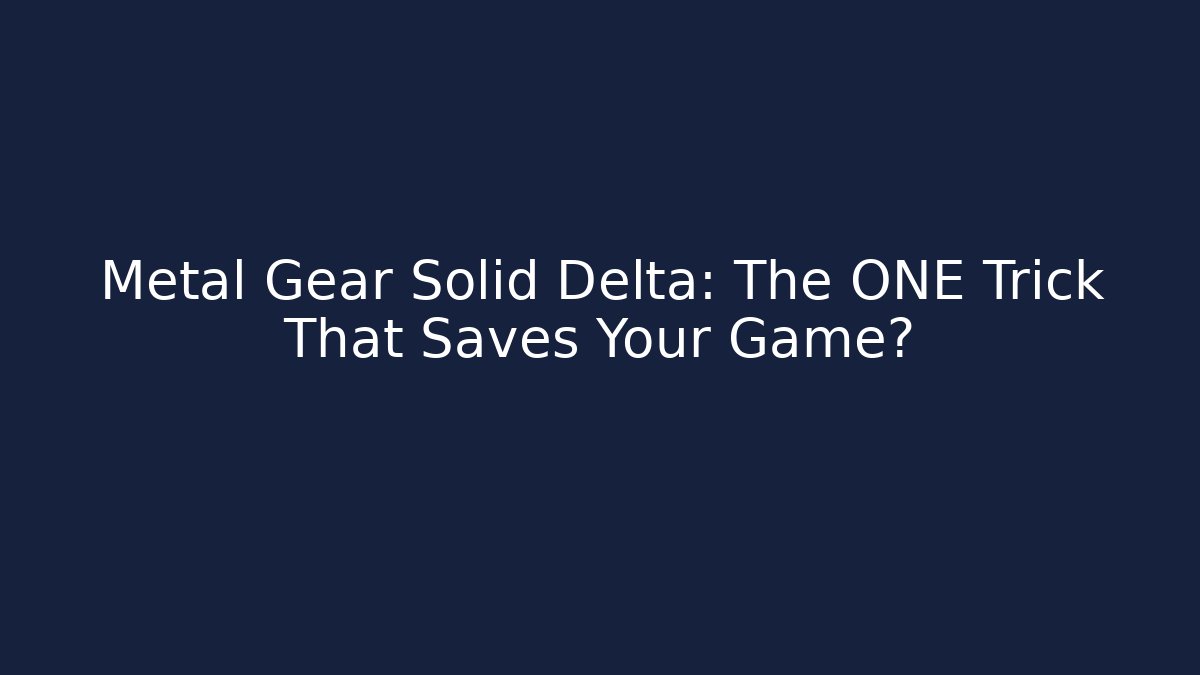 Metal Gear Solid Delta: The ONE Trick That Saves Your Game? - Felix Cat Insurance