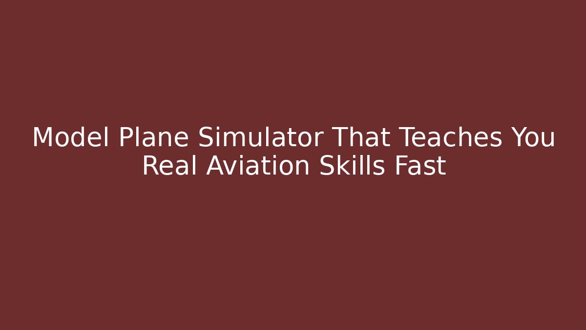 Model Plane Simulator That Teaches You Real Aviation Skills Fast