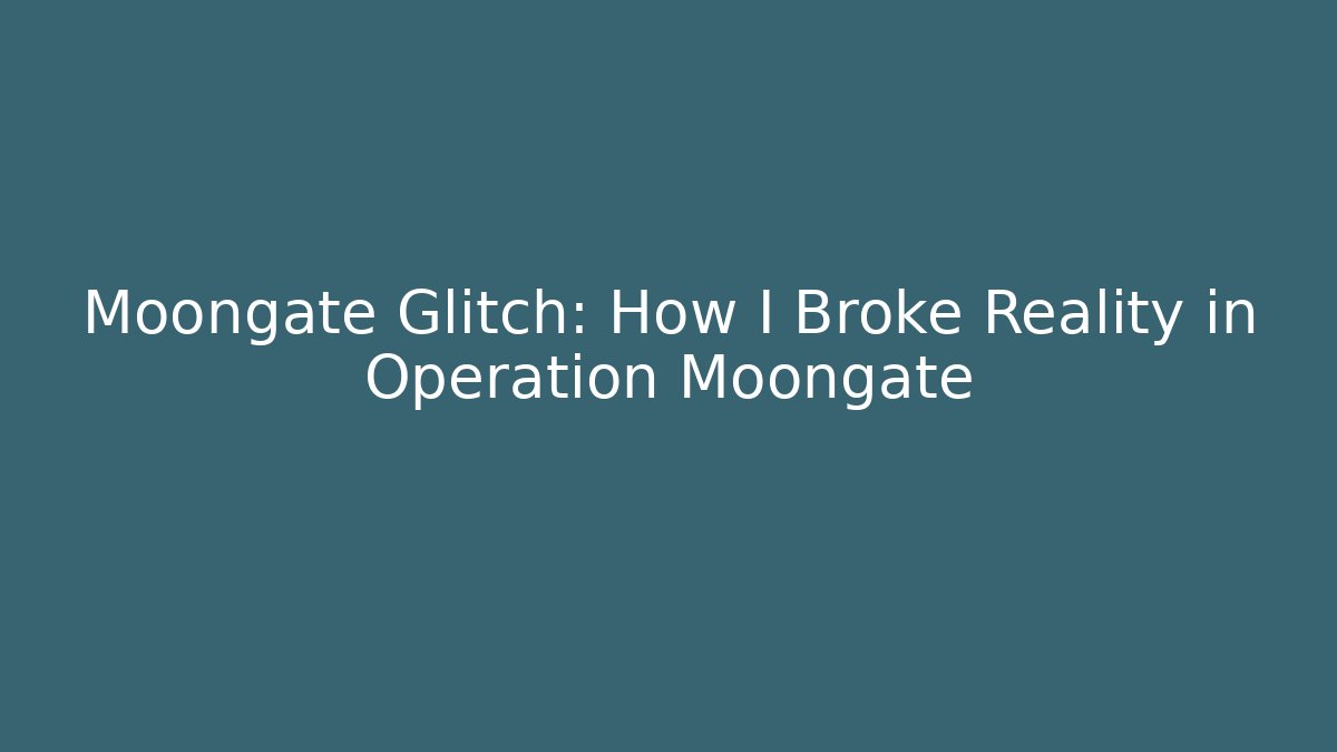 Moongate Glitch: How I Broke Reality in Operation Moongate