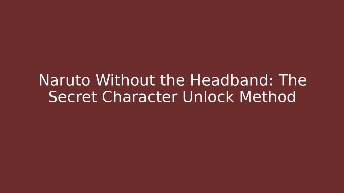Naruto Without the Headband: The Secret Character Unlock Method