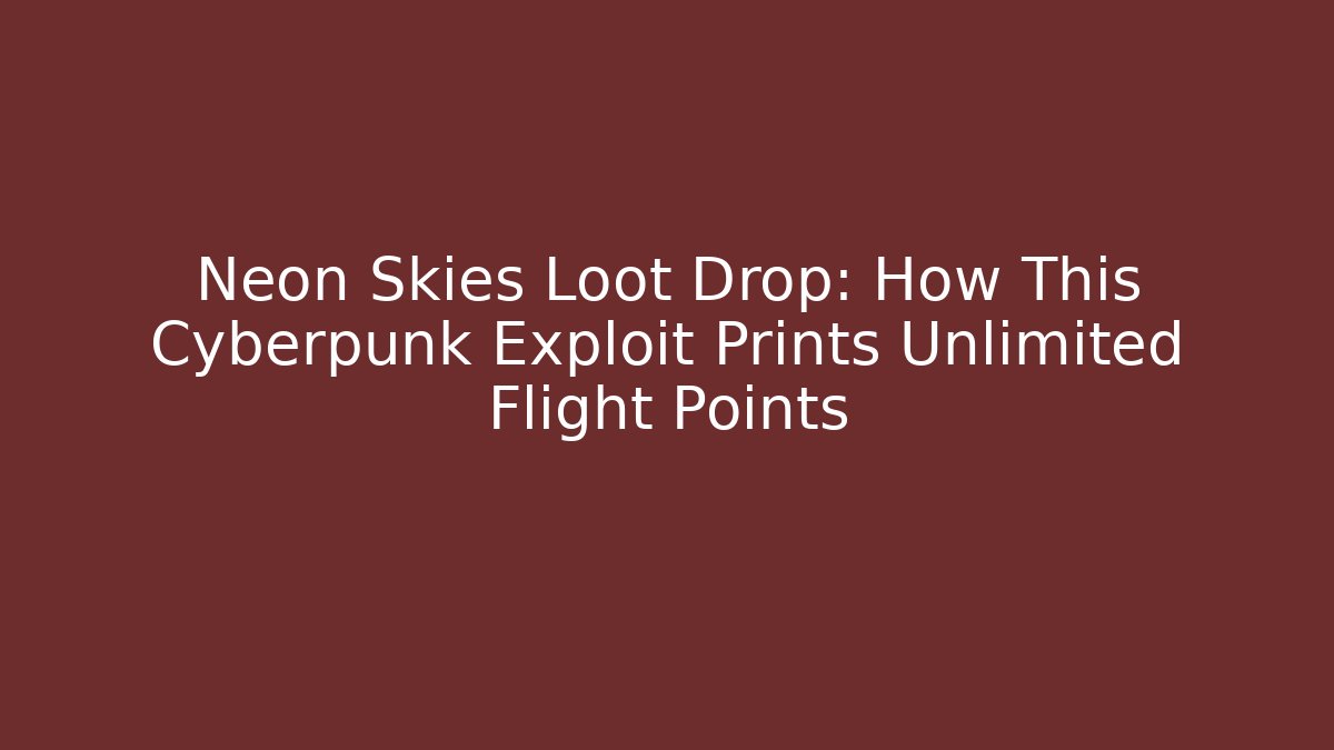 Neon Skies Loot Drop: How This Cyberpunk Exploit Prints Unlimited Flight Points