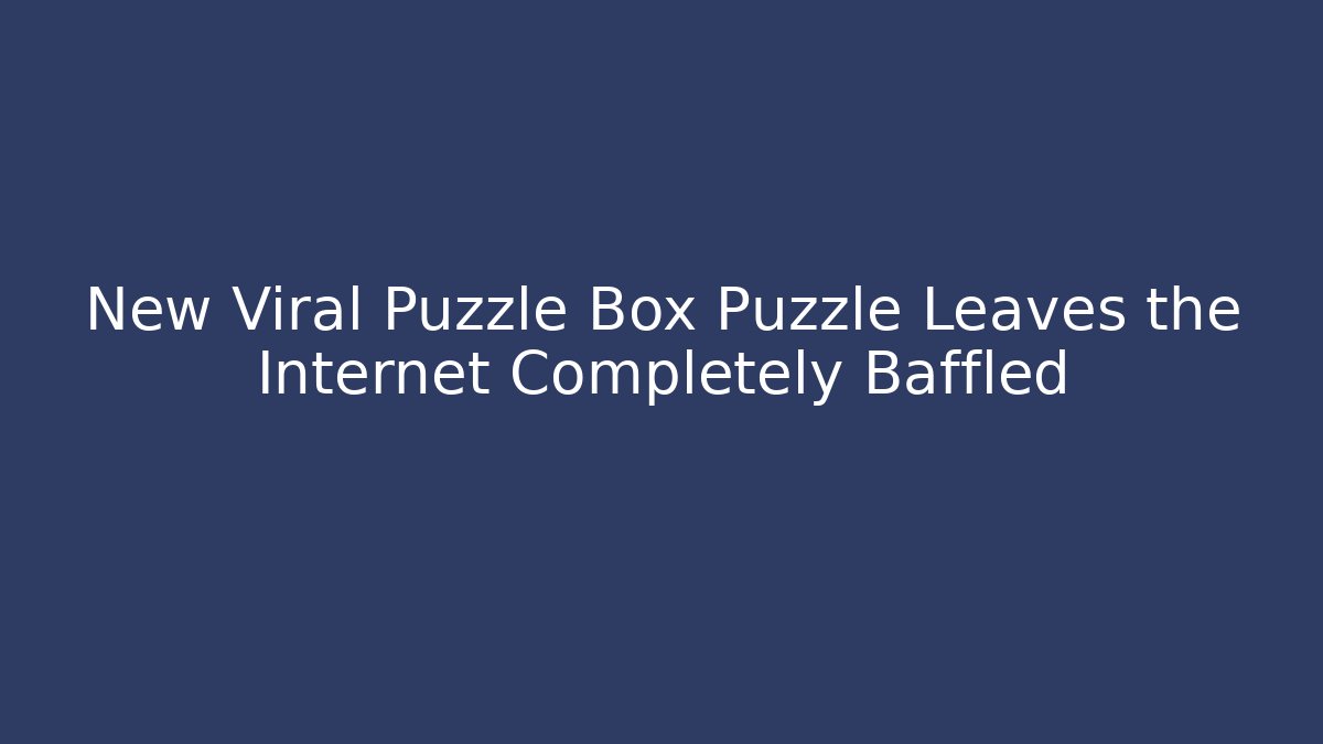 New Viral Puzzle Box Puzzle Leaves the Internet Completely Baffled