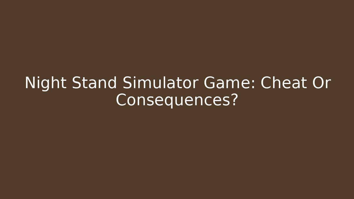 Night Stand Simulator Game: Cheat Or Consequences?