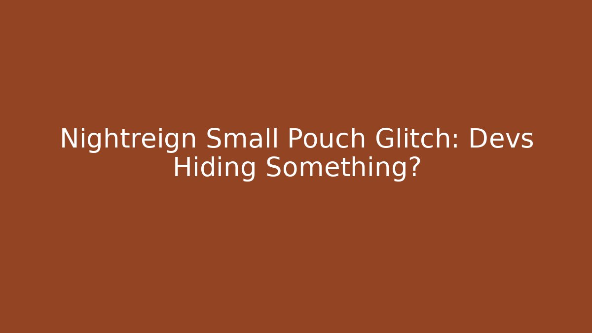 Nightreign Small Pouch Glitch: Devs Hiding Something? - Felix Cat Insurance