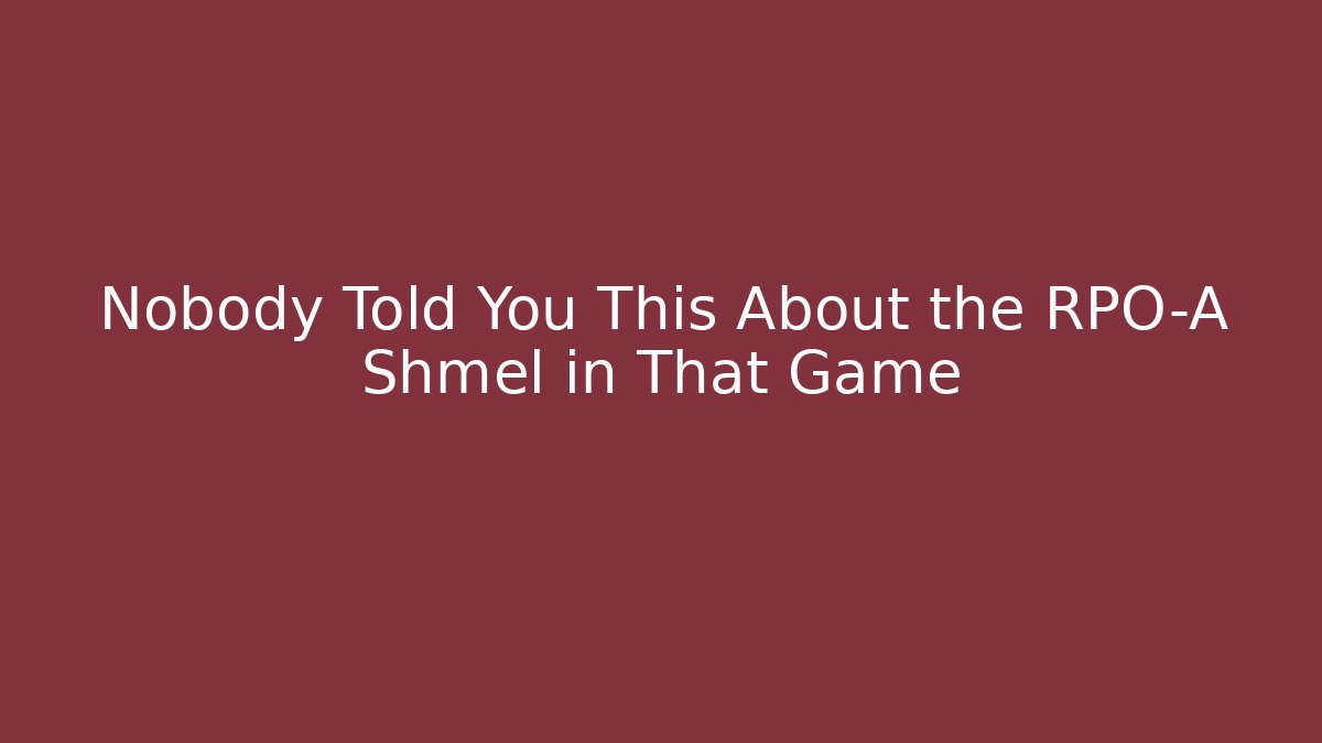 Nobody Told You This About the RPO-A Shmel in That Game