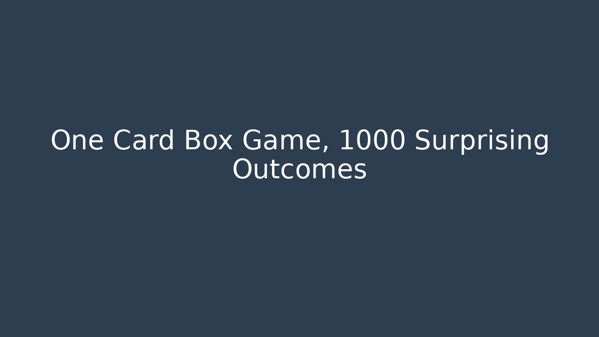 One Card Box Game, 1000 Surprising Outcomes