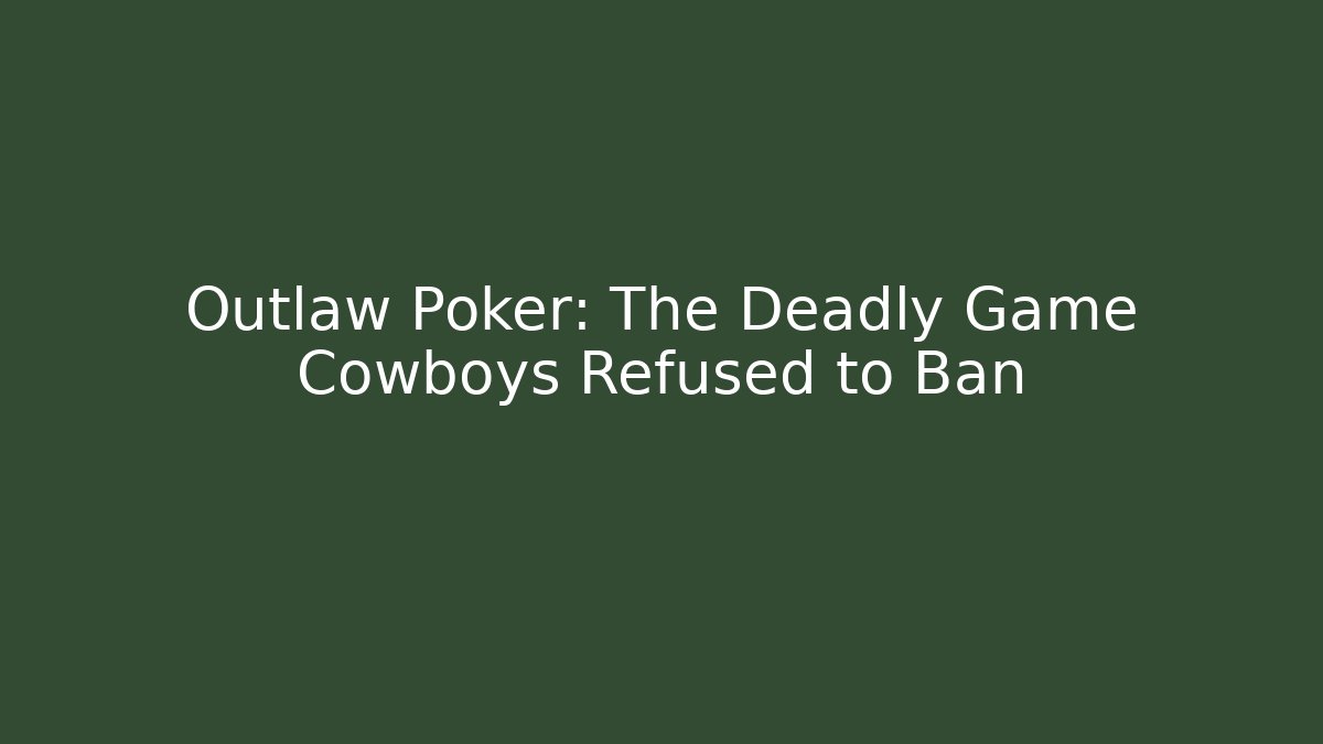 Outlaw Poker: The Deadly Game Cowboys Refused to Ban