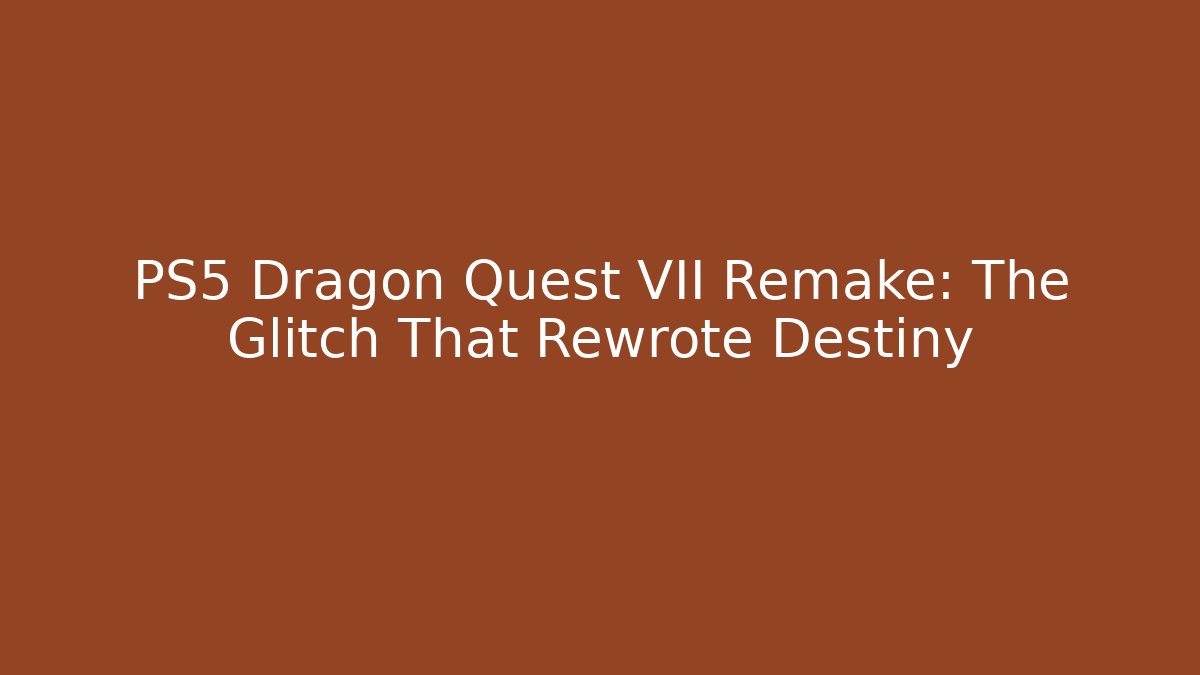 PS5 Dragon Quest VII Remake: The Glitch That Rewrote Destiny