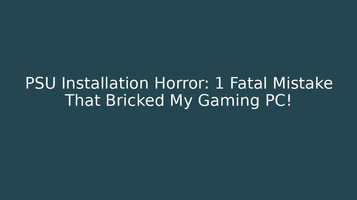 PSU Installation Horror: 1 Fatal Mistake That Bricked My Gaming PC!