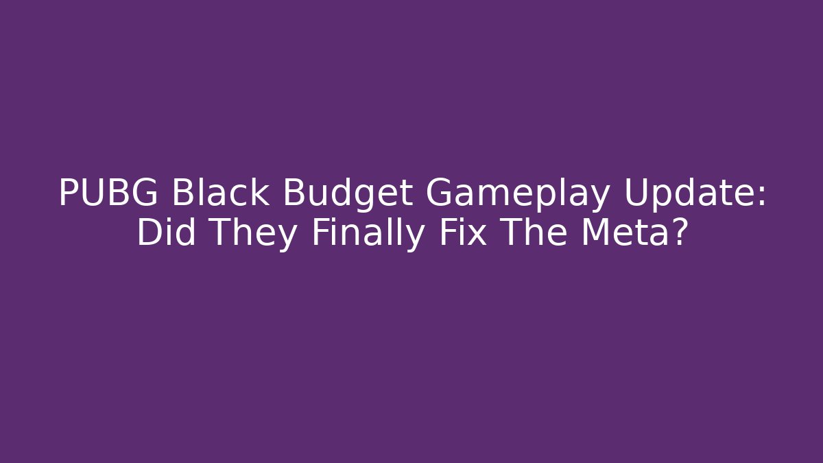 PUBG Black Budget Gameplay Update: Did They Finally Fix The Meta? - Felix Cat Insurance