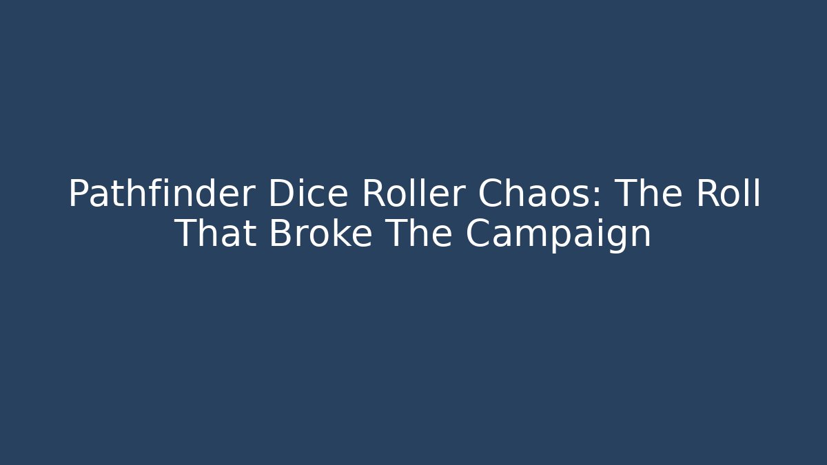 Pathfinder Dice Roller Chaos: The Roll That Broke The Campaign