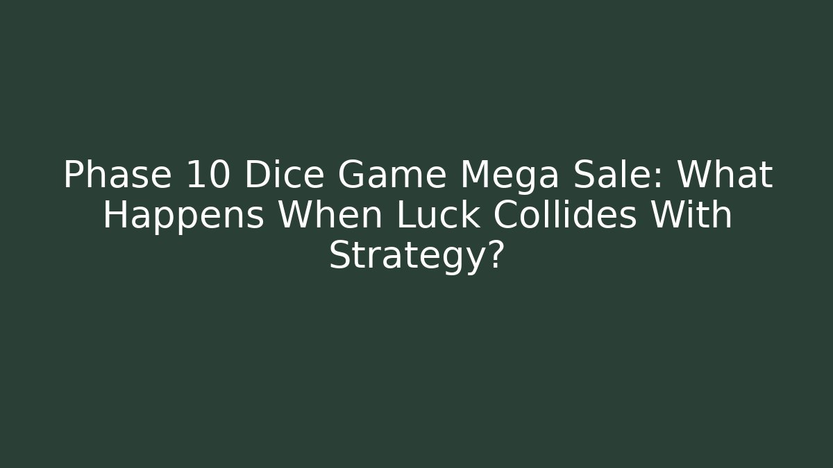 Phase 10 Dice Game Mega Sale: What Happens When Luck Collides With Strategy?