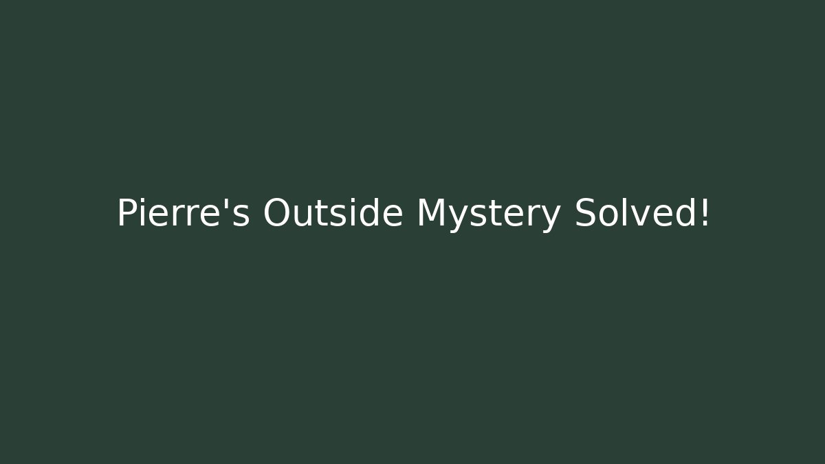 Pierre's Outside Mystery Solved!