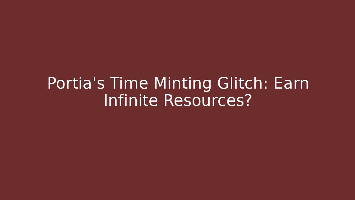 Portia's Time Minting Glitch: Earn Infinite Resources?