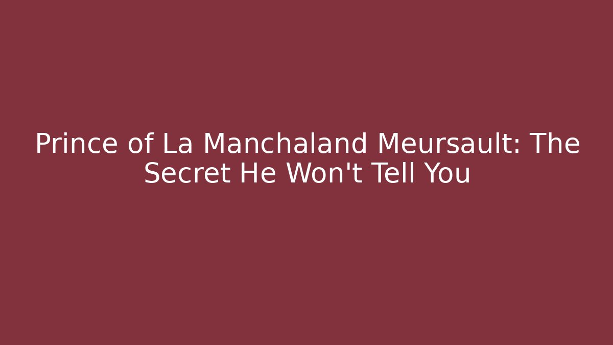 Prince of La Manchaland Meursault: The Secret He Won't Tell You