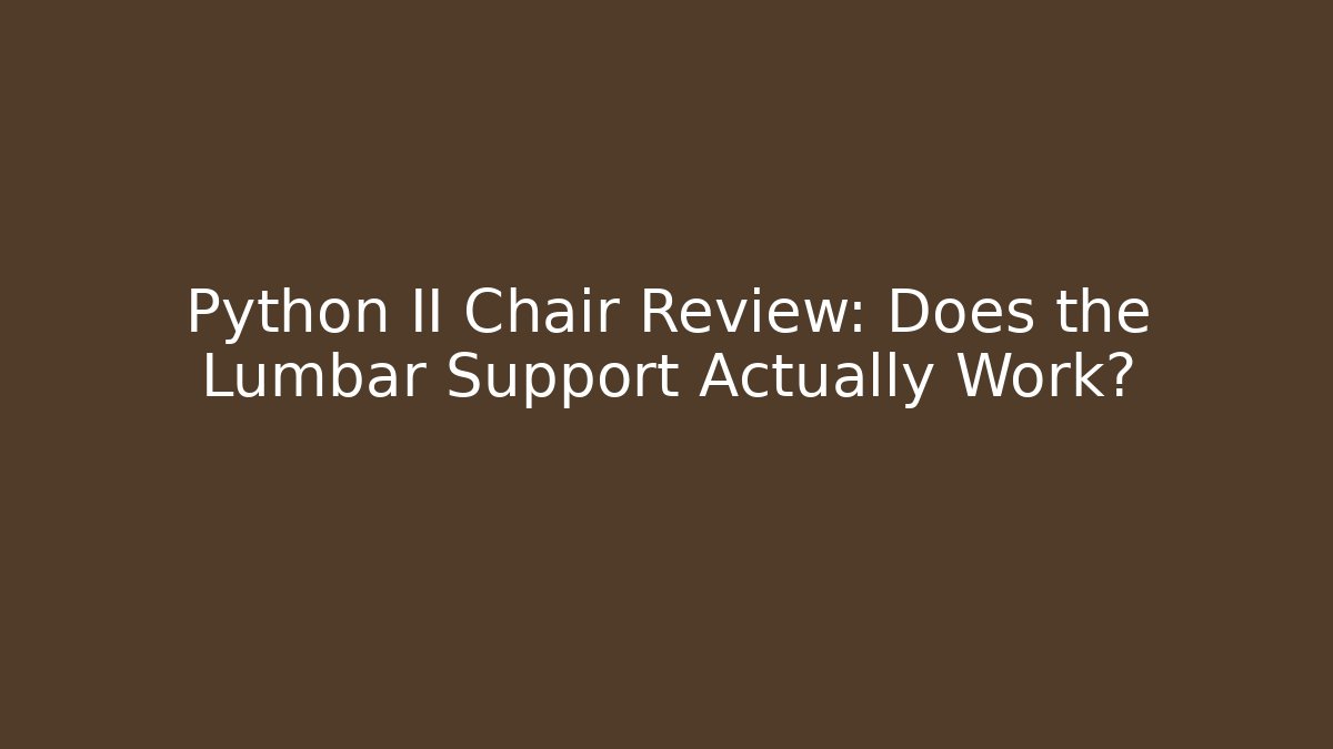Python II Chair Review: Does the Lumbar Support Actually Work?