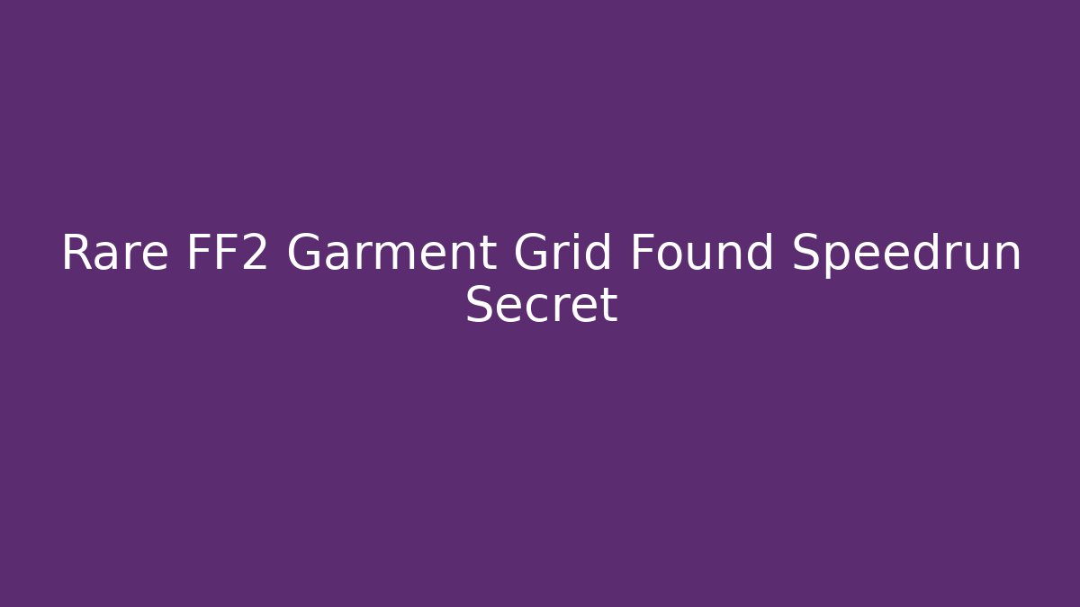 Rare FF2 Garment Grid Found Speedrun Secret