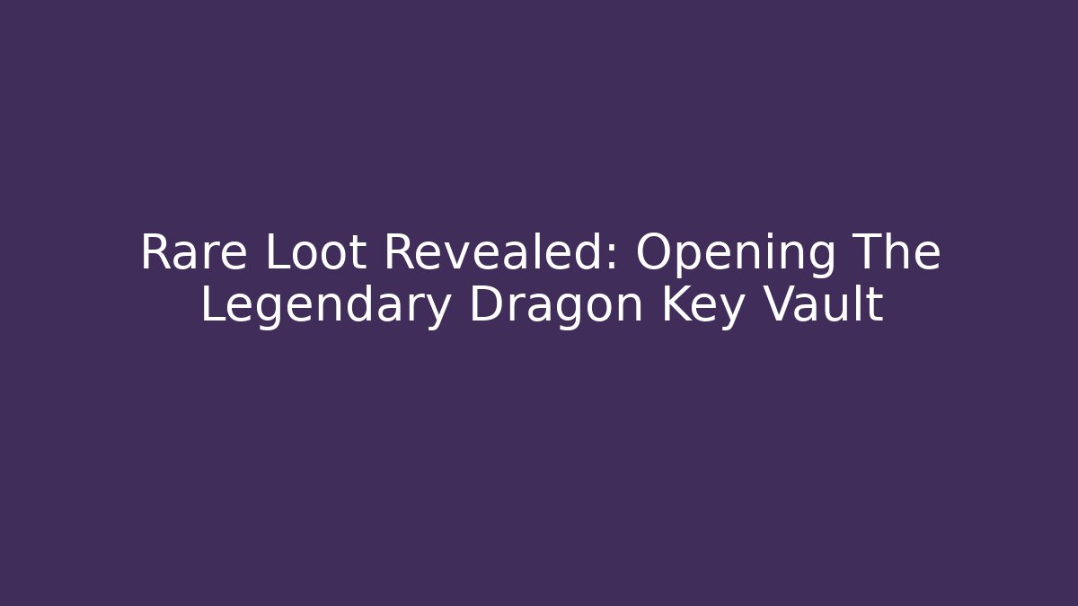 Rare Loot Revealed: Opening The Legendary Dragon Key Vault