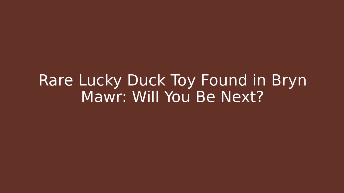 Rare Lucky Duck Toy Found in Bryn Mawr: Will You Be Next?