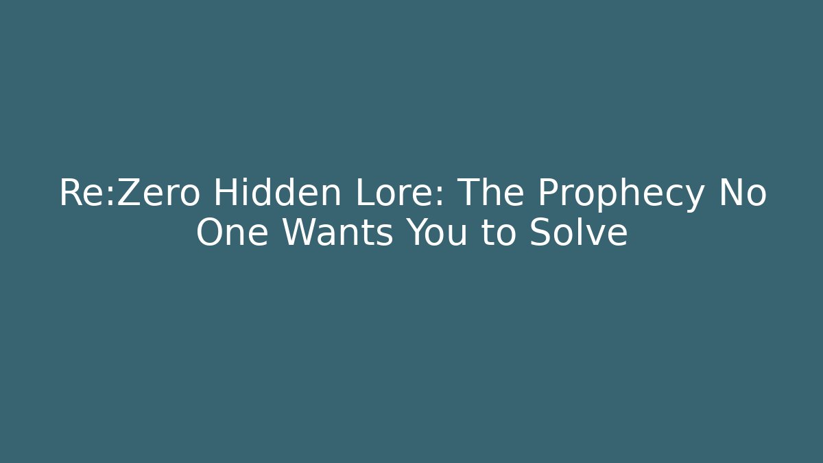 Re:Zero Hidden Lore: The Prophecy No One Wants You to Solve