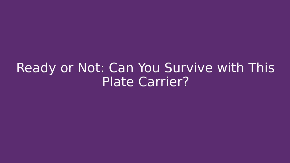 Ready or Not: Can You Survive with This Plate Carrier?