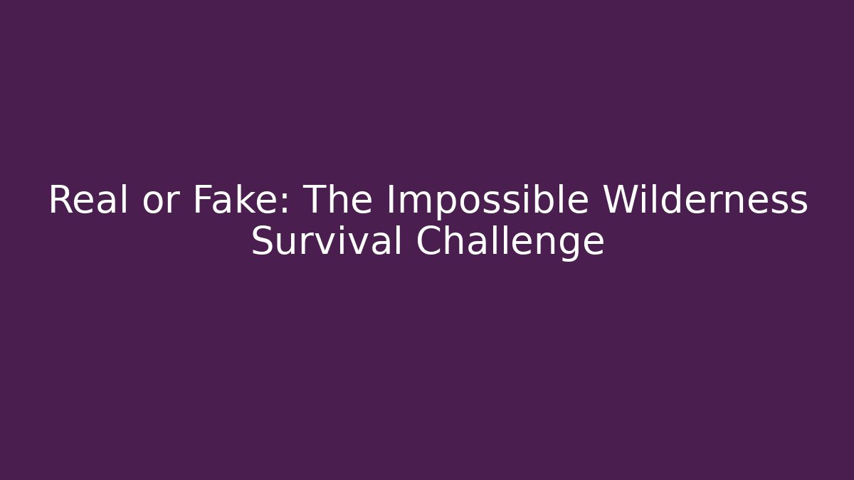 Real or Fake: The Impossible Wilderness Survival Challenge