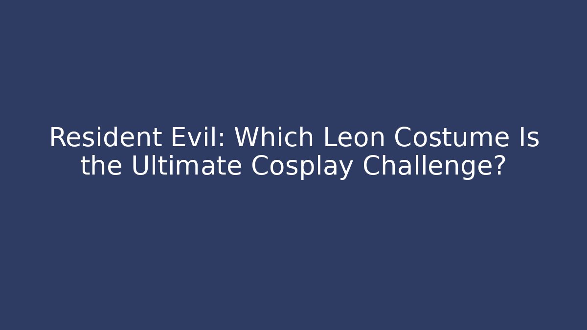 Resident Evil: Which Leon Costume Is the Ultimate Cosplay Challenge?