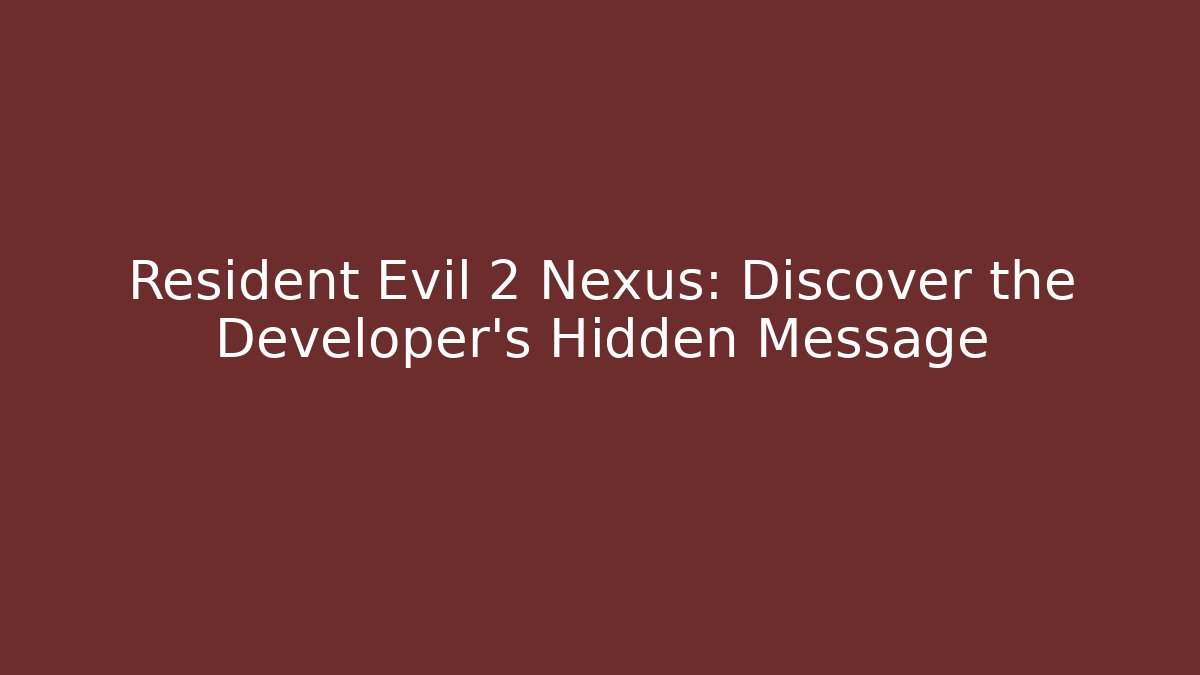 Resident Evil 2 Nexus: Discover the Developer's Hidden Message