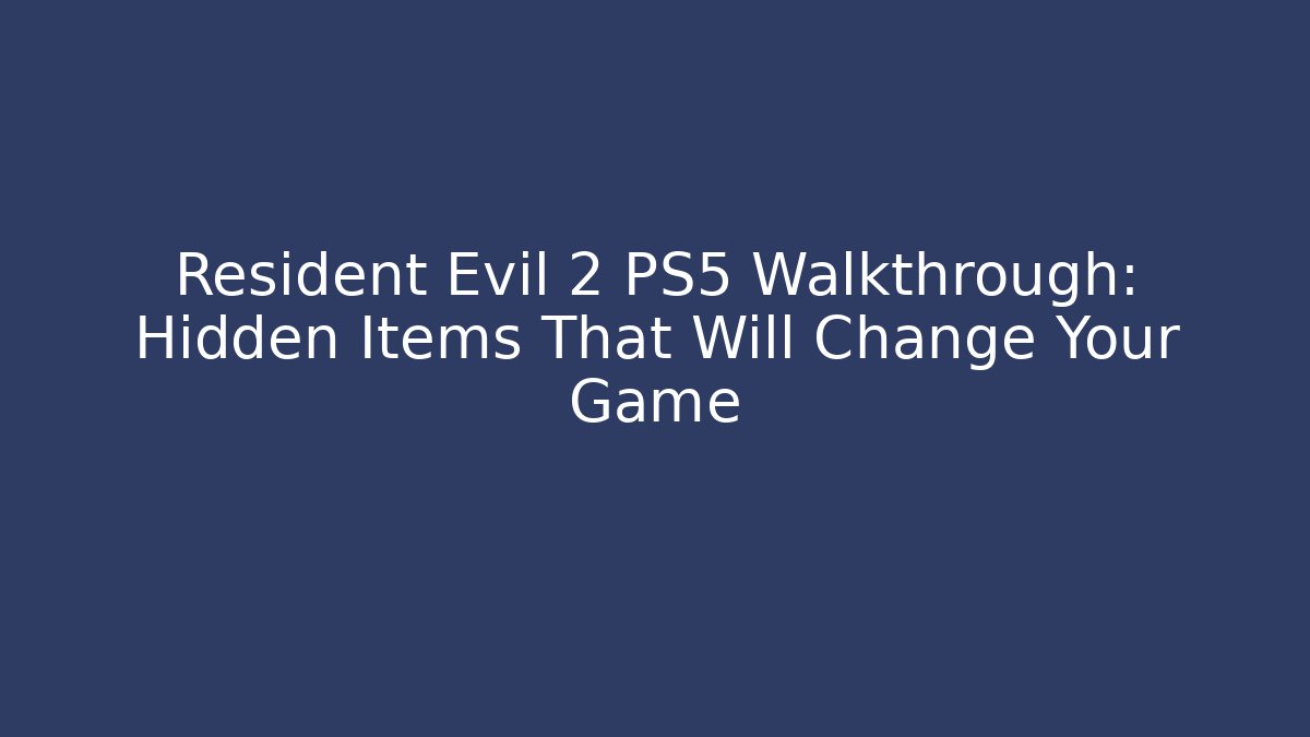 Resident Evil 2 PS5 Walkthrough: Hidden Items That Will Change Your Game