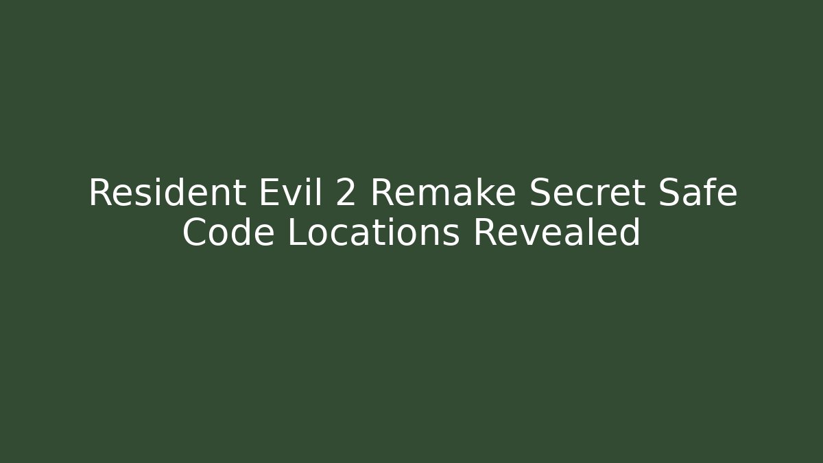 Resident Evil 2 Remake Secret Safe Code Locations Revealed