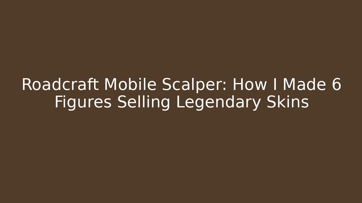 Roadcraft Mobile Scalper: How I Made 6 Figures Selling Legendary Skins